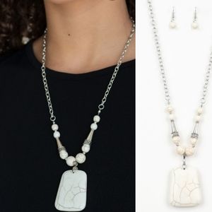 Statement white sandstone necklace